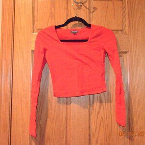Red Square-Neck Crop Top